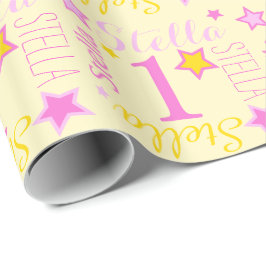 Papel De Presente Nome personalizado da estrela de primeiro aniversá