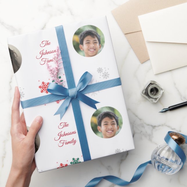 Papel De Presente Nome Personalizado da Família e Colagem de Fotos 5 (Presentear)