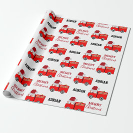 Papel De Presente Nome Personalizado do Caminhão de Fogo Vermelho de
