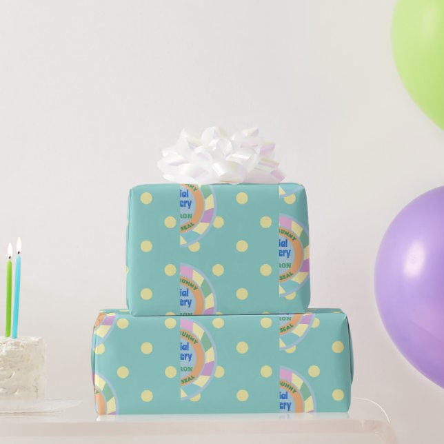 Papel De Presente Nome Personalizado do Coelho da Páscoa Azul Turque (Presentes para festas)