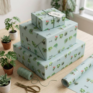 Papel De Presente Nome Personalizado do Cubo Lover Vegetal