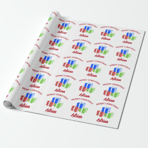 Papel De Presente Nome Personalizado do Padrão de Ofertas de Natal