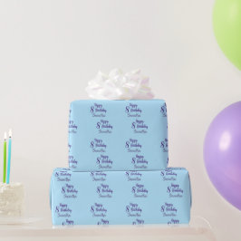 Papel De Presente Nome Personalizado e Design de Idade para Aniversá