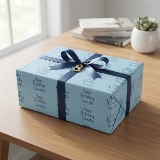 Papel De Presente Nome Personalizado e Design de Idade para Aniversá