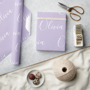 Papel De Presente Nome Personalizado Elegante Roxo Moderno