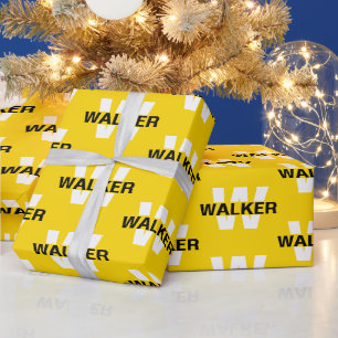 Papel De Presente Nome Personalizado em Monograma Dourado Presente M