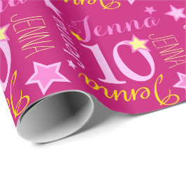 Papel De Presente Nome personalizado estrela do 10.º aniversário cor