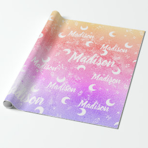 Papel De Presente Nome Personalizado Fada Rainbow Moon Girl