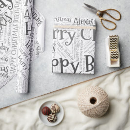 Papel De Presente Nome Personalizado Feliz Aniversário de Natal Engr