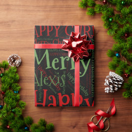 Papel De Presente Nome Personalizado Feliz Aniversário de Natal Engr