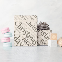 Papel De Presente Nome Personalizado Feliz Aniversário de Natal Engr