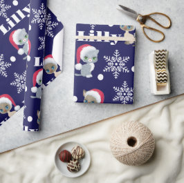 Papel De Presente Nome Personalizado Gatos Natal