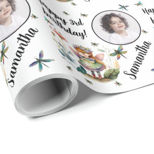 Papel De Presente Nome Personalizado Idade da Foto Aniversário da Fa