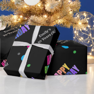 Papel De Presente Nome Personalizado Idade Dourada Traseira Feliz An