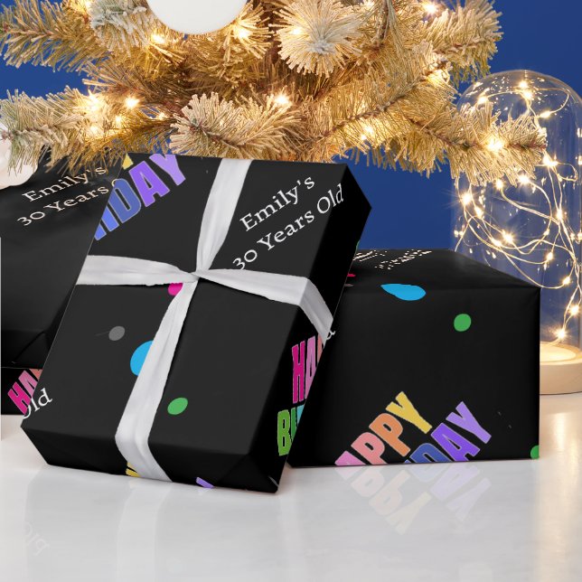 Papel De Presente Nome Personalizado Idade Dourada Traseira Feliz An (Feriados)