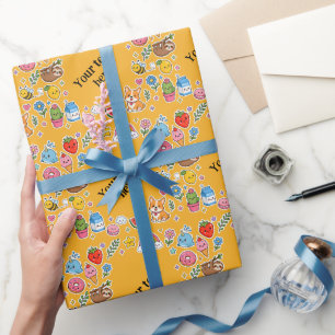 Papel De Presente Nome Personalizado Kawaii Quadro de Adesivos