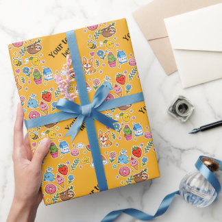 Papel De Presente Nome Personalizado Kawaii Quadro de Adesivos