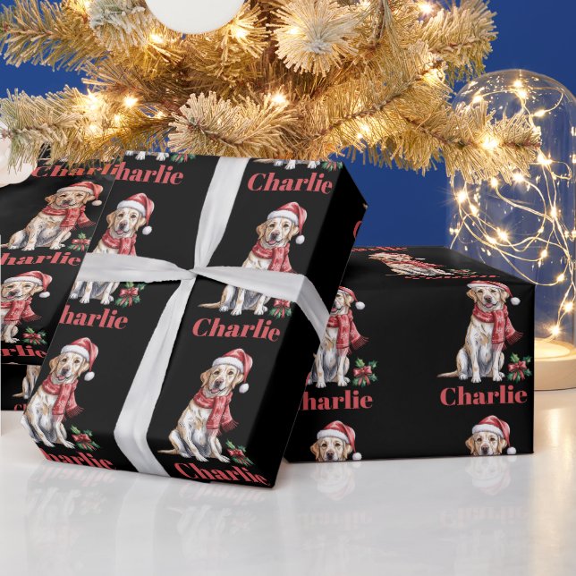 Papel De Presente Nome Personalizado Labrador Retriever Natal (Feriados)