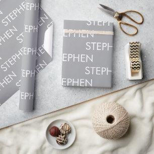Papel De Presente Nome personalizado minimalista cinza