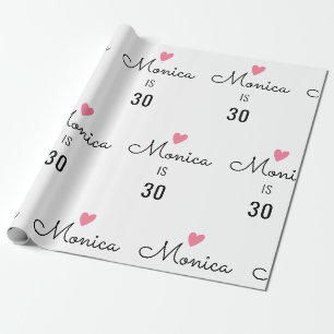 Papel De Presente Nome Personalizado Moderno e Idade Aniversário