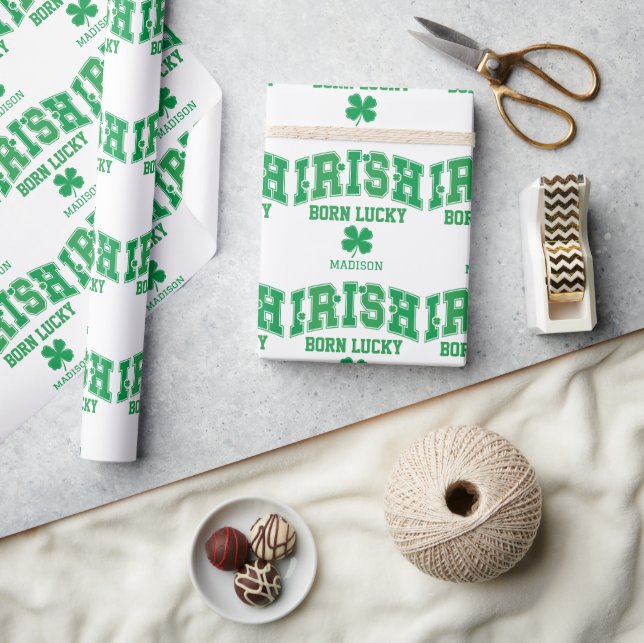 Papel De Presente Nome personalizado Nascer irlandês sorte (Artesanato)