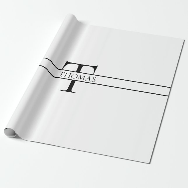 Papel De Presente Nome Personalizado Personalizado Elegante Monogram (Desenrolado)