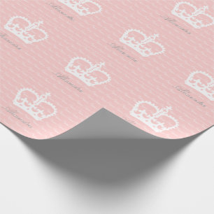 Papel De Presente Nome Personalizado Princesa Rosa-n-Branco