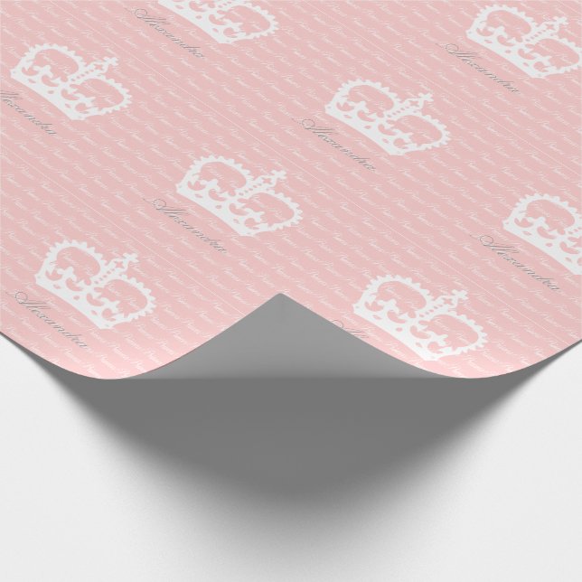Papel De Presente Nome Personalizado Princesa Rosa-n-Branco (Ponta)