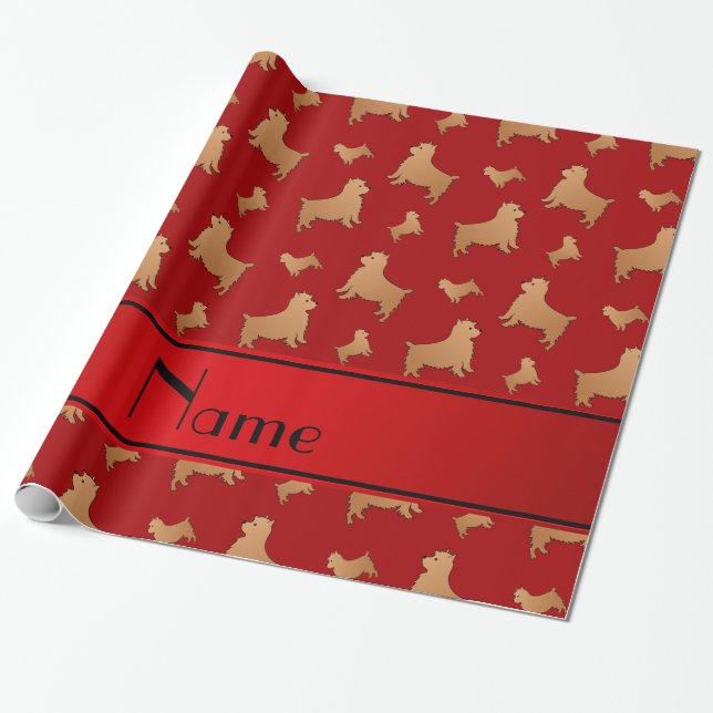 Papel De Presente Nome personalizado Red Norwich Terrier dog (Desenrolado)