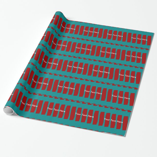 Papel De Presente Nome Personalizado, Turquesa e Abstrato de tijolo (Desenrolado)