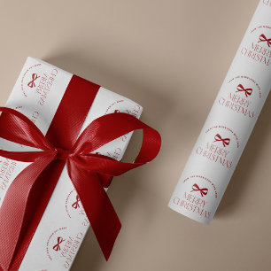 Papel De Presente Nome personalizado vermelho branco Feliz Natal 