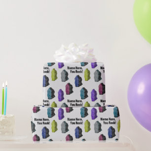 Papel De Presente Nome Personalizado "You Rock!" Gemstones Coloridos