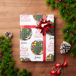 Papel De Presente Nome personalizável de Natal do Vidro Armazenado