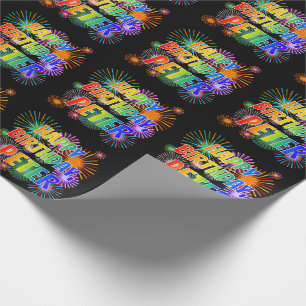 Papel De Presente Nome "PETER", Diversão "FELIZ ANIVERSÁRIO"