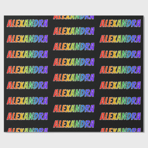 Papel De Presente Nome próprio do arco-íris "ALEXANDRA"; Divertido