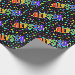 Papel De Presente Nome próprio do arco-íris "ALYSSA" + estrelas
