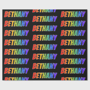 Papel De Presente Nome próprio do arco-íris "BETHANY"; Divertido e