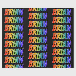 Papel De Presente Nome próprio do arco-íris "BRIAN"; Divertido e c