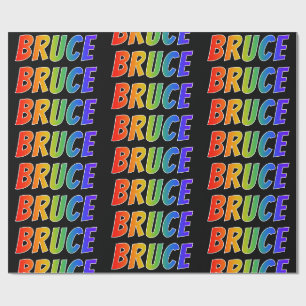 Papel De Presente Nome próprio do arco-íris "BRUCE"; Divertido e c
