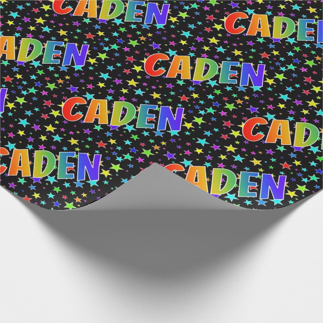 Papel De Presente Nome próprio do arco-íris "CADEN" + estrelas (Ponta)