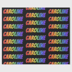 Papel De Presente Nome próprio do arco-íris "CAROLINE"; Divertido 