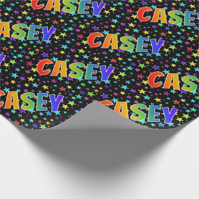 Papel De Presente Nome próprio do arco-íris "CASEY" + estrelas (Ponta)