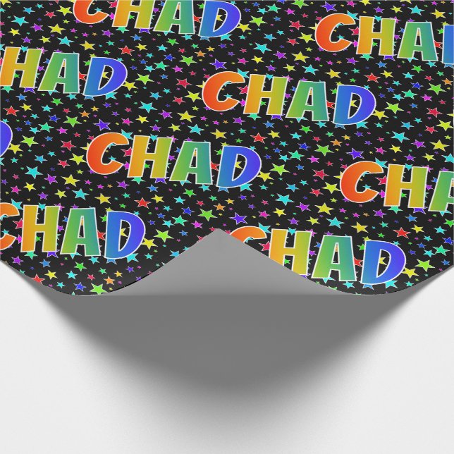 Papel De Presente Nome próprio do arco-íris "CHAD" + estrelas (Ponta)
