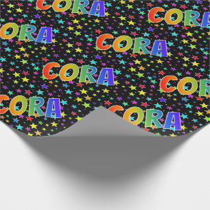 Papel De Presente Nome próprio do arco-íris "CORA" + estrelas