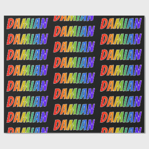 Papel De Presente Nome próprio do arco-íris "DAMIAN"; Divertido e