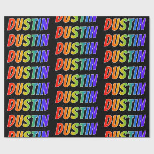 Papel De Presente Nome próprio do arco-íris "DUSTIN"; Divertido e 