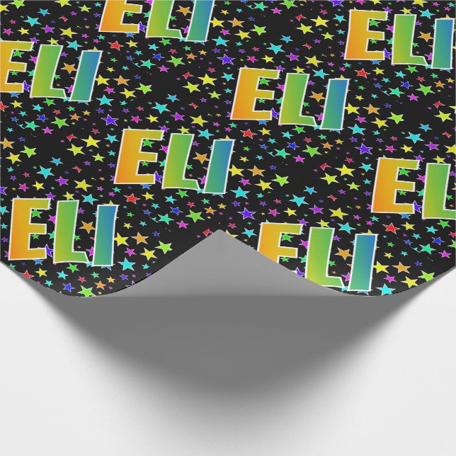 Papel De Presente Nome próprio do arco-íris "ELI" + estrelas (Ponta)