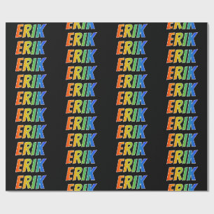 Papel De Presente Nome próprio do arco-íris "ERIK"; Divertido e co