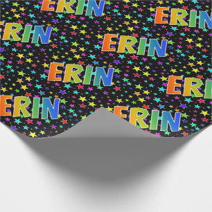 Papel De Presente Nome próprio do arco-íris "ERIN" + estrelas