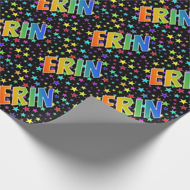 Papel De Presente Nome próprio do arco-íris "ERIN" + estrelas (Ponta)